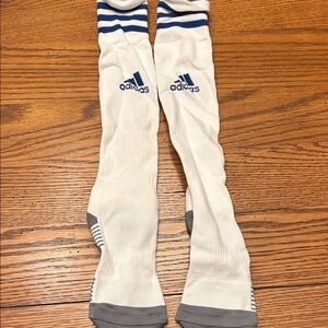 Adidas Men's White and Blue Athletic Socks